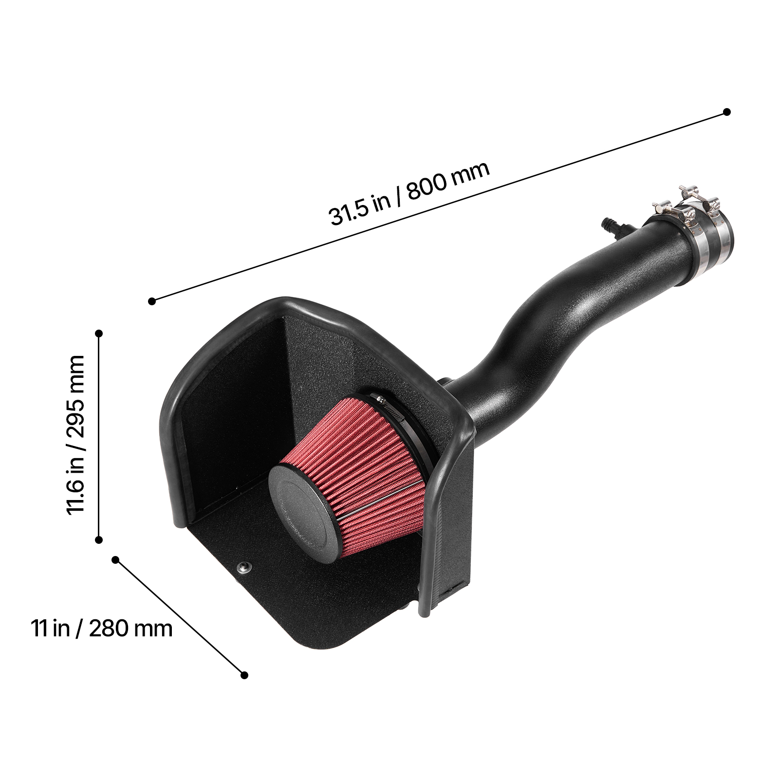 VEVOR Cold Air Intake, 3.3 Inch Cold Air Intake System + Heat Shield Compatible with 2016-2023 Toyota Tacoma 3.5L V6 Gas, High Flow Filter Kit Improved Horsepower, Throttle Response, High Performance