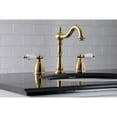 thumbnail image 4 of Kingston Brass KB1977PL Heritage Widespread Bathroom Faucet with Brass Pop-Up, Brushed Brass, 4 of 5
