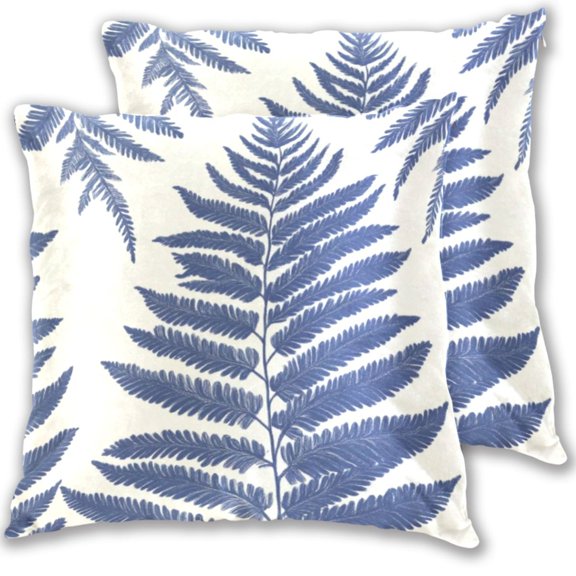 Fern Leaves Elegant Throw Pillow Covers Pillowcases 16 x 16 Inch Home Decor 2 Packs for Bedroom Sofa