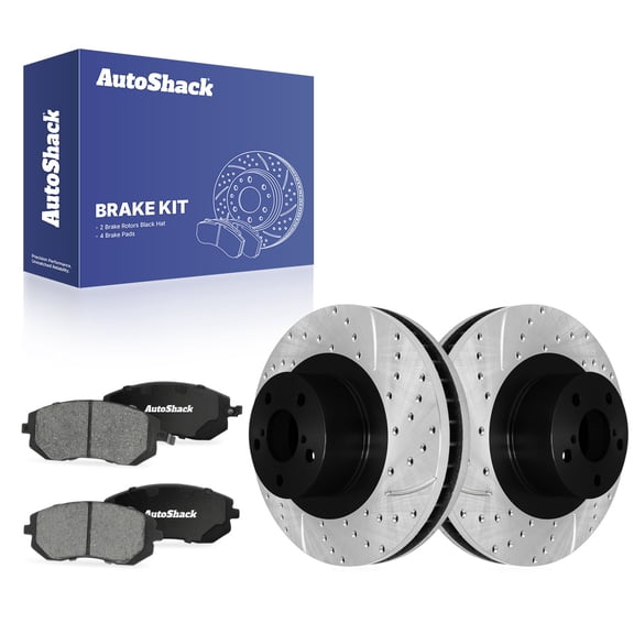 AutoShack Front Vented Drilled & Slotted E-Coated Brake Rotors   Ceramic Pads 6-PC Brake Kit Replacement for 2003-2008 Subaru Forester 2008 Subaru Impreza ShadowGuard 11.55" (293.4 mm)
