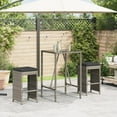 thumbnail image 1 of vidaXL Garden Bar Stools with Cushions 2 pcs Grey Poly Rattan, 1 of 5