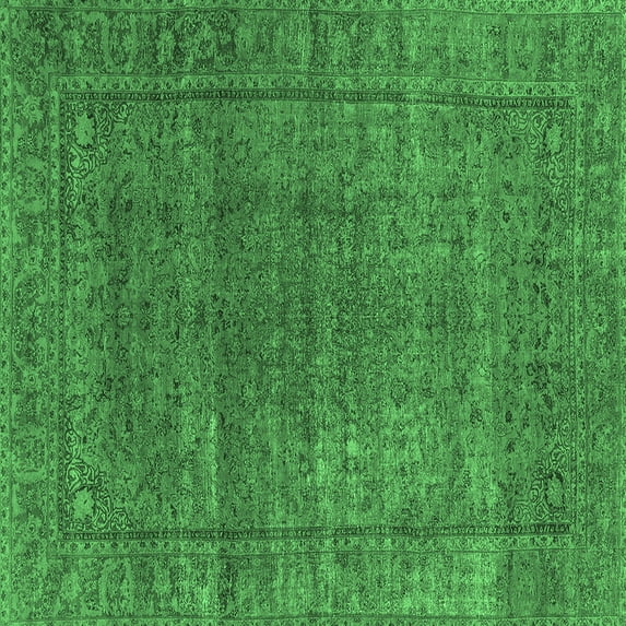 Ahgly Company Indoor Square Oriental Emerald Green Industrial Area Rugs, 8' Square