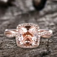 thumbnail image 2 of 4.75 Carat 10mm Cushion Cut Morganite Engagement Ring Diamond Moissanite Promise Ring 10k Rose Gold Infinity Twisted Halo Stacking Band, 2 of 6