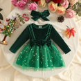 thumbnail image 3 of Baby Girls Long Sleeve Velvet Tulle Dress Set Star Print Skirt Ruffle Bow Detail with Matching Bow Headband, 3 of 6