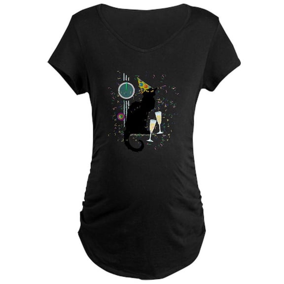 CafePress - Chat Noir New Years Party C Maternity Dark T Shirt - Maternity Dark T-Shirt