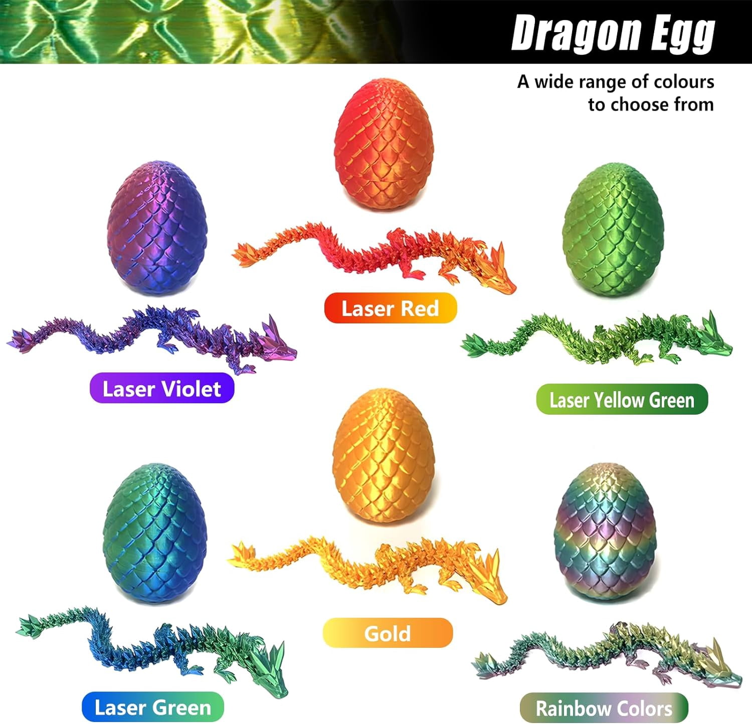 Home Office Desk Decor3D Printed Dragon Egg Crystal 3D Dragon Fidget Toys for Adult Articulated Dragon Egg Surprise Dragon Gifts,3pcs