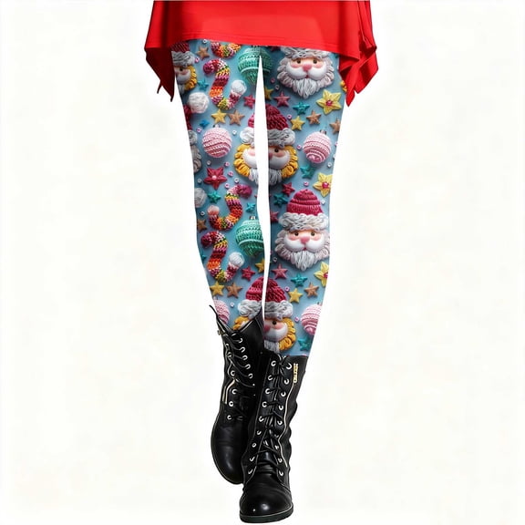WAGUTH Womens Christmas Print Leggings High Waist Stretchy Holiday Full Length Workout Yoga Tights for Xmas Party Daily Wear