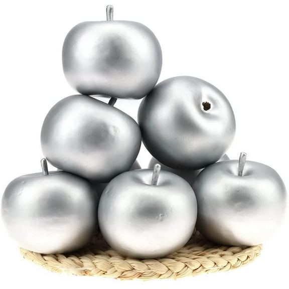 6 PCS Artificial Silver Apple Fake Apples Fruit Home Party Christmas Decoration