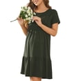 thumbnail image 3 of Biekopu Pregnant Women Dress, Solid Color Short Sleeve Round Neck Double Layer Breastfeeding Dress, 3 of 6