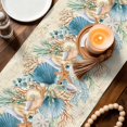 thumbnail image 2 of Beach Coastal Beige Cotton Linen Table Runner for Dining Kitchen, Nautical Shell Starfish Coral Summer Wedding Outdoor Party Tablerunners, Dresser Scarf Coffee Tablecloth Runners 13x108 Inches, 2 of 9