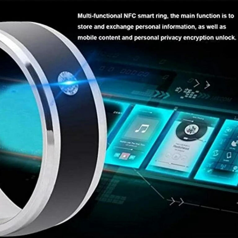 Muxika NFC Rings Mobile Phone Smart Ring, Water Resistant Stainless Steel Rings for Men & Women, Fashion Rings with NFC Function, Adult Unisex, Size