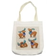 thumbnail image 1 of Moose Tote Bag, Kids Cartoon Inspired Elks with Antlers Friendly Nursery Kids Theme Artwork, Cloth Linen Reusable Bag for Shopping Books Beach and More, 16.5" X 14", Cream, by Ambesonne, 1 of 2