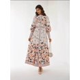 thumbnail image 3 of Printed Long Sleeve Maxi Dress with Belt, 3 of 6