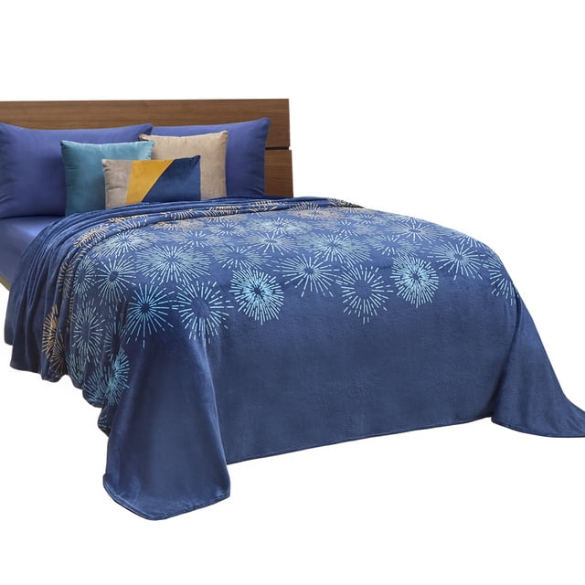 Cobertor Ligero Matrimonial Elefantito Destellos Color Azul Marino Ultra Suave Térmica