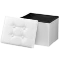 thumbnail image 1 of Taburete plegable Storage Ottoman Bsketa de piel blanca, 1 of 6