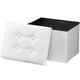 thumbnail image 1 of Taburete plegable Storage Ottoman Bsketa de piel blanca, 1 of 6