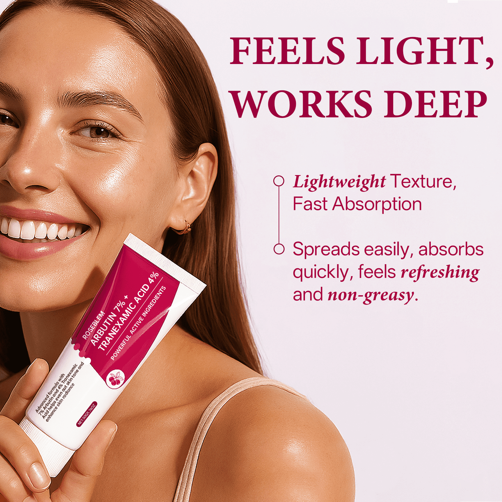 Arbutin 7% & Tranexamic Acid 4% Cream, 70,000ppm Arbutin for Glow Skin Care, Youthful Moisturizing Facial Cream for All Types，3pcs/1.76oz