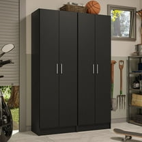 Madesa Garage Set 2 Pantry Storage Cabinet with 10 Utility Shelves 47"L Wooden Organization Unit for Garage - Black