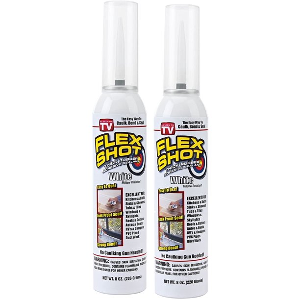 Flex Shot Rubber Adhesive Sealant Caulk, 8oz, Almond (2 Pack)(Mildew