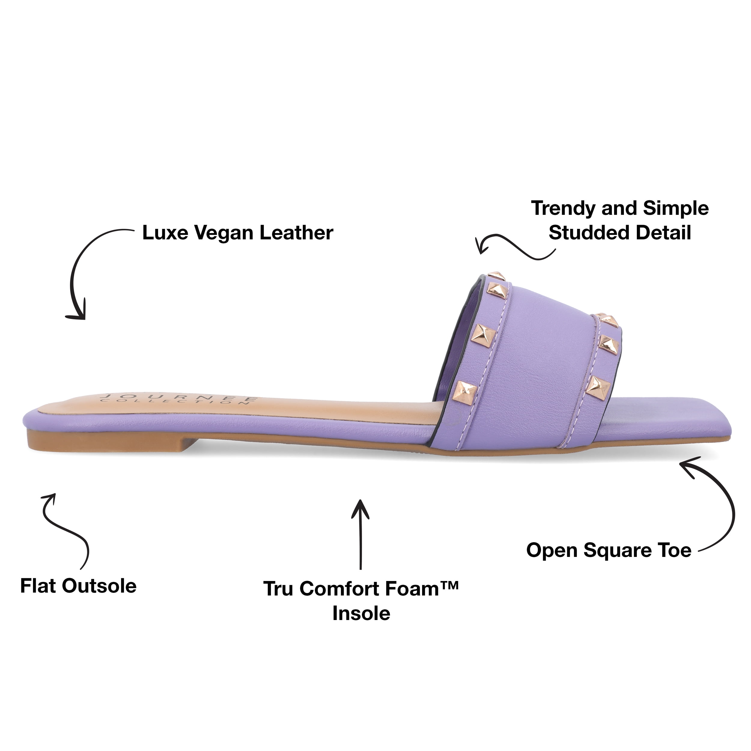 Journee Collection Womens Treena Tru Comfort Foam Slip On Slide Flat Sandals