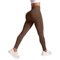 thumbnail image 2 of Women's High Waisted Sheer Yoga Pants, Tummy Control Full Length Design, Seamless Stretch Comfortable Leggings For Fitness And Running Coffee S, 2 of 4