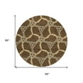 thumbnail image 3 of HomeRoots 613478 8 ft. Brown & Beige Round Geometric Washable Indoor & Outdoor Area Rug, 3 of 5