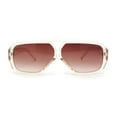 thumbnail image 2 of Double Bridge Flat Top Mafia Racer Rectangular Plastic Sunglasses Beige - Brown, 2 of 4