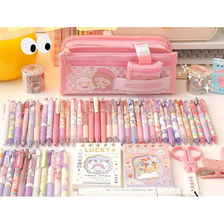Cartoon Large-capacity 3 Layers Pencil Case Kawaii Anime Simple Girl Cute  Pencil Pencilcase Pen Bags Student Korean Stationery