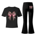 thumbnail image 5 of Bainana Girls Stylish Outfits Set Child Leopard Bow Print Short Sleeve Tops Elastic Waist Flare Leg Pants Fashion Casual Girls Summer Clothes Set Black Size 9-10 Years, 5 of 5