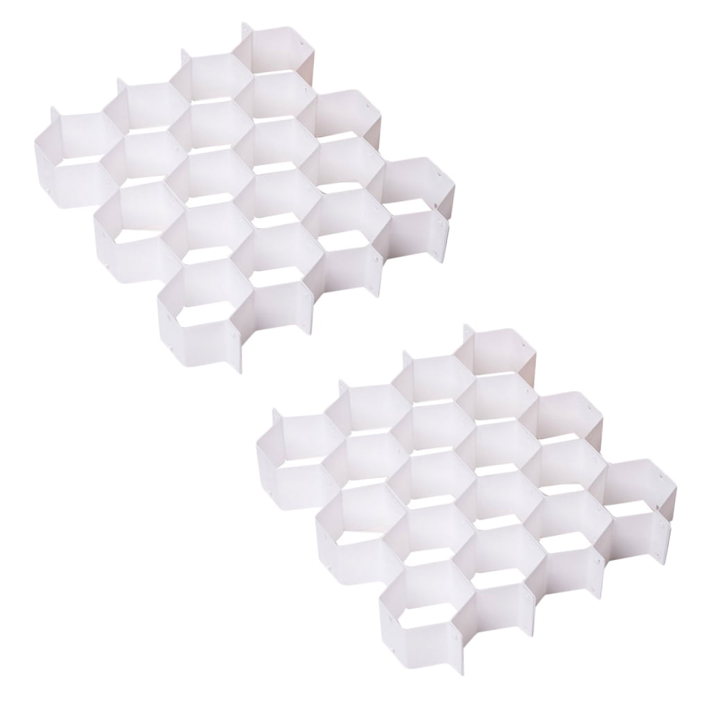 WHAMVOX White Plastic Drawer Organizer with Adjustable Grid Dividers for Storing Socks Underwear in Drawers Closet Dresser