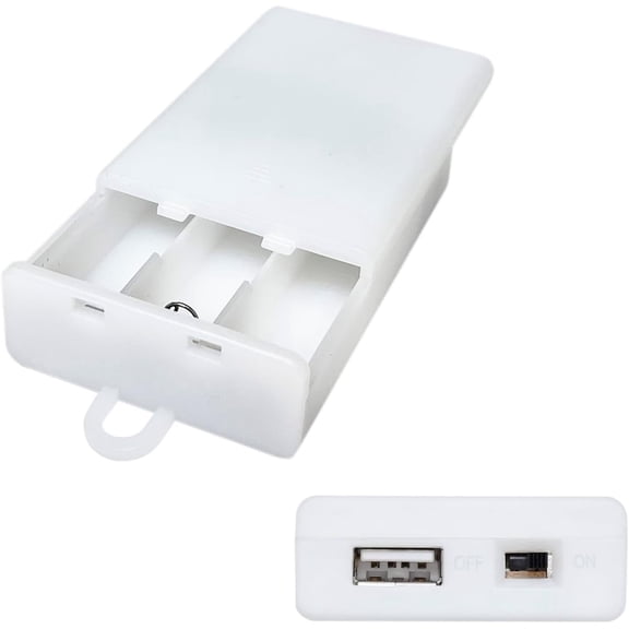 TUSLUZ USB Female Socket 3 AA Battery Case White Battery Box Holder for 5V USB LED Strip Lights Fairy String Lights Curtain Lights Christmas Decoration