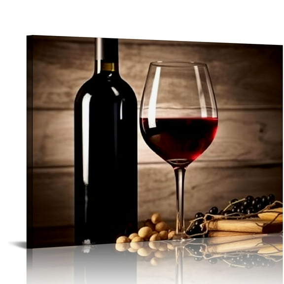 JRXY Red Wine Cups Modern Kitchen Wall Art Dinning Room Wall Decor Abstract Canvas Prints Artwork Contemporary Vintage Pictures Paintings on Canvas Wall Art for Kitchen Home 20x16in