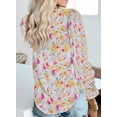 thumbnail image 4 of SUCS Women's Casual Boho Floral Printed V Neck Tops Drawstring Short Long Sleeve T Shirt Blouses, 4 of 5