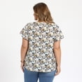 thumbnail image 3 of DARING DIVA Women's Plus Notch V Neck Ruffle Sleeve Floral Top 1X Black, 3 of 6