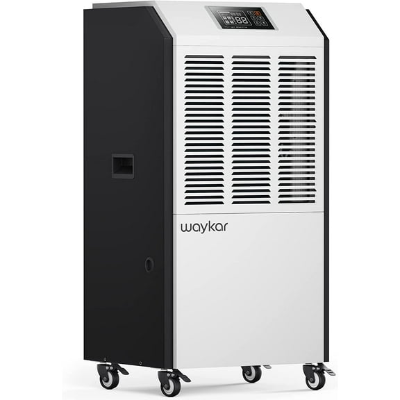 Waykar 291 Pints Commercial Dehumidifier with Drain Hose Industrial Dehumidifier in Large Space up to 9000 Sq. Ft - Intelligent Touch Control for Basements Warehouse Whole House Moisture Remove