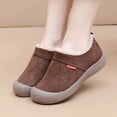 thumbnail image 2 of Snow Boots for Women Casual Suede Low Top Winter Slip on Loafers Comfy Plush Warm Thick Soft Sole Outdoor Walking Shoes Coffee Size 9, 2 of 5