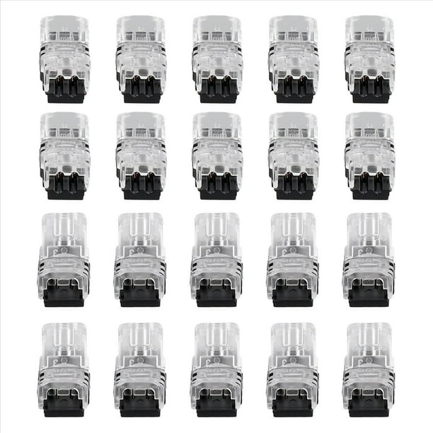 20 Piezas Conectores de Tira LED de 2 Pines Conector de Terminal LED Impermeable de 8 mm para Tira de Luz LED WS2811 WS2812B Tira