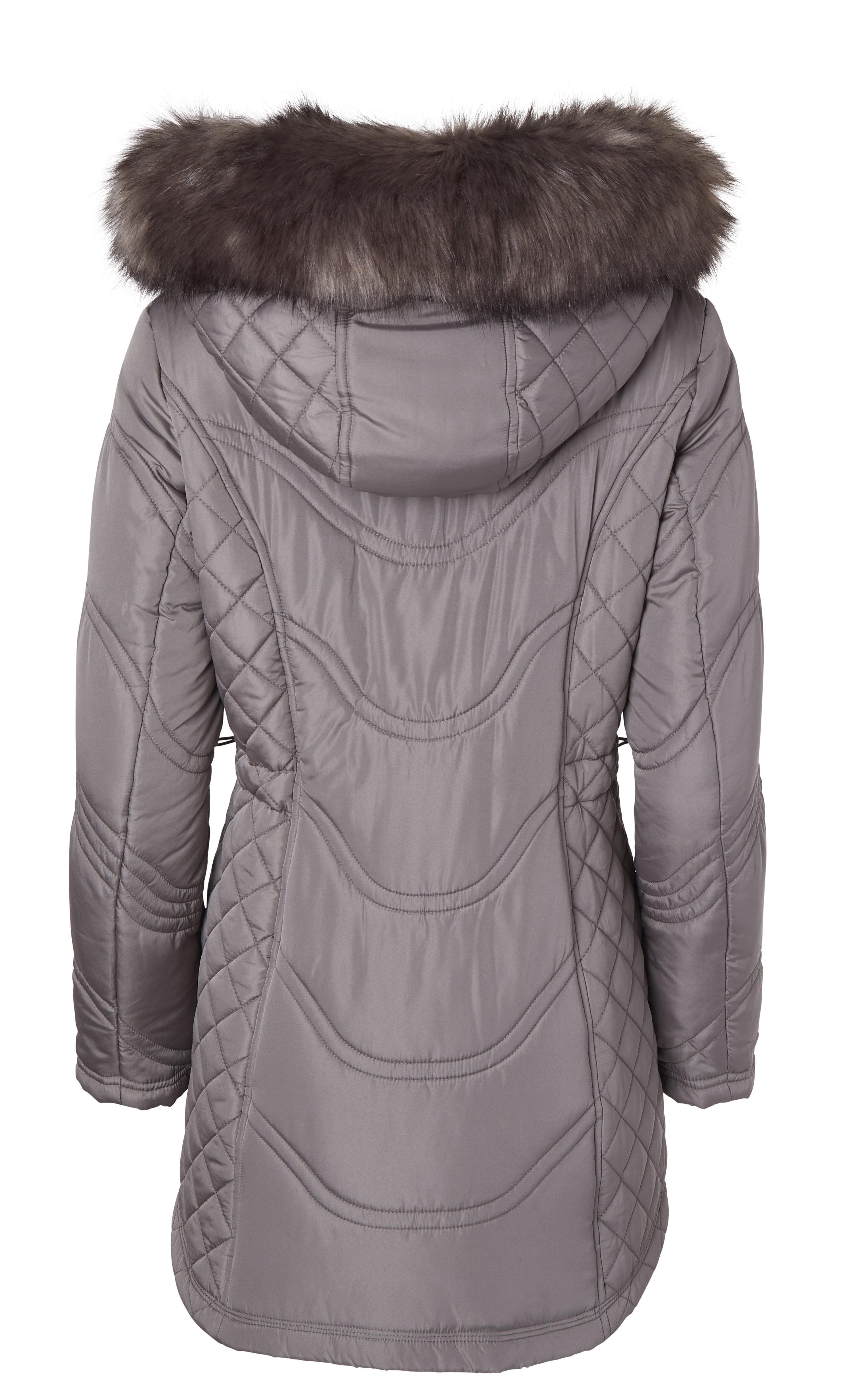 Jackets for Women Quilted Down Alternative Longer Winter Coat with Fur Trim Hood - Brushed Nickel (1X) Jackets for Women Quilted Down Alternative Longer Winter Coat with Fur Trim Hood - Brushed Nickel (1X)