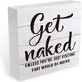 thumbnail image 1 of Bathroom Decor Sign Get Naked Box Sign Tabletop Decor Bathroom Prints Washroom Prints 5X5 Inches, 1 of 5