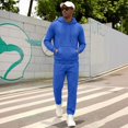 thumbnail image 2 of Garbnen Fleece Mens Sweat Suits 2 Piece Set Solid Color Drawstring Hoodies and Jogger Pant Workout Athletic Fluffy Flannel Fuzzy Mens Track Suit Royal Blue, 2 of 7