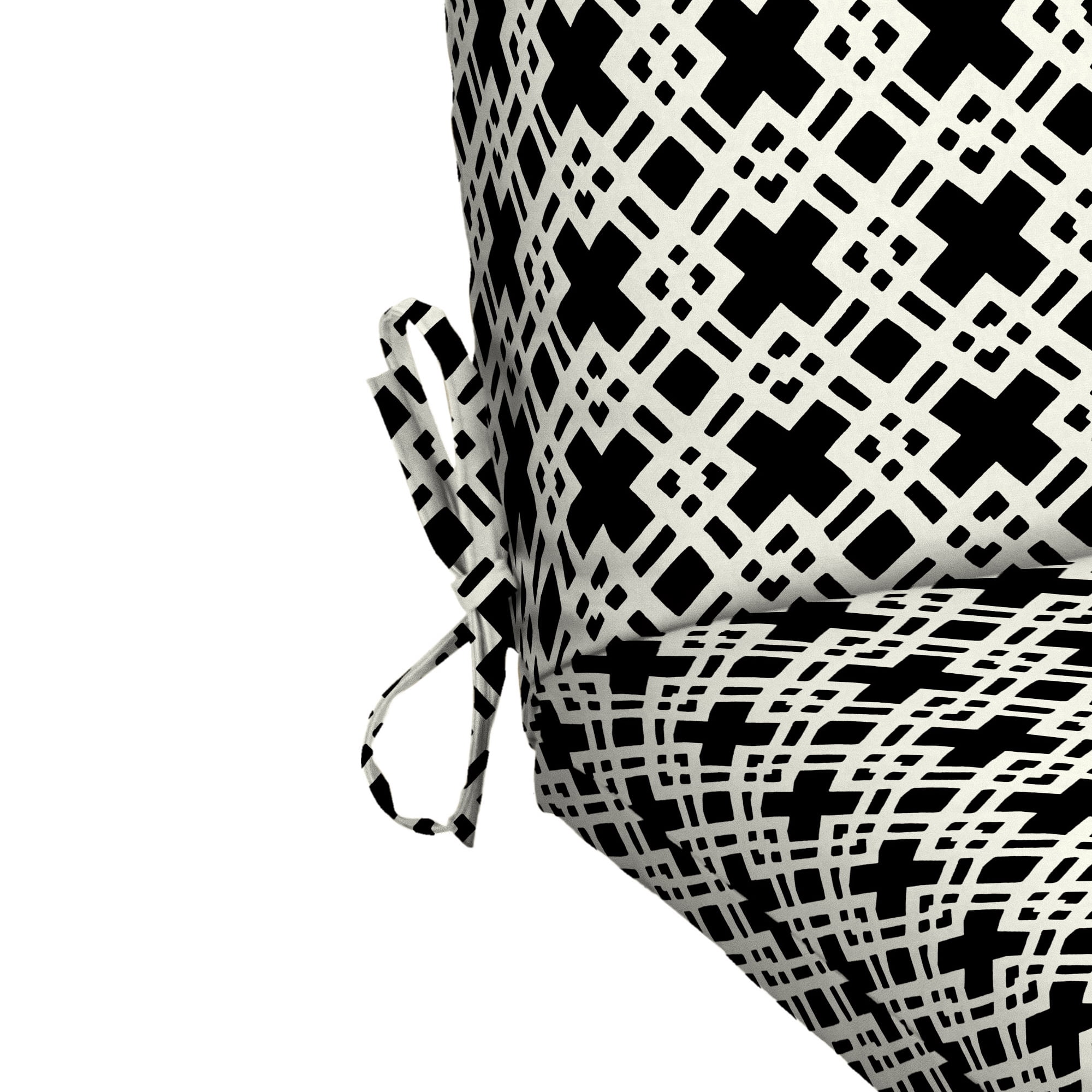 Mainstays 37" L x 19.5" W Black & White Lattice 1 Piece Rectangle Outdoor Chair Cushion