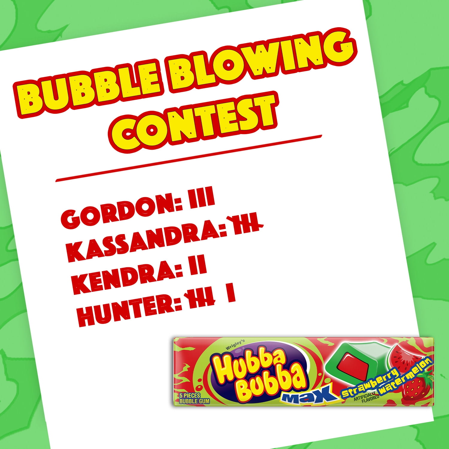 (2 pack) Hubba Bubba Max Strawberry Watermelon Bubble Gum - 5 Piece Pack