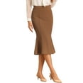 thumbnail image 4 of INSPIRE CHIC Women's Mermaid Skirt Hight Waist Metal Decor Fishtail Pencil Midi Skirt XS Brown, 4 of 5