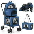 thumbnail image 1 of Gymax Double Pet Stroller for 2 Dogs or Cats w/ 2 Detachable Carriers Safety Belt Blue, 1 of 10