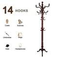 thumbnail image 2 of Solid Wood Coat rack stand, Heavy duty Coat Tree with 14 Hooks, Adjustable Height standing coat rack for Entryway, Hallway, Bedroom, Bags, Hats, 2 of 7