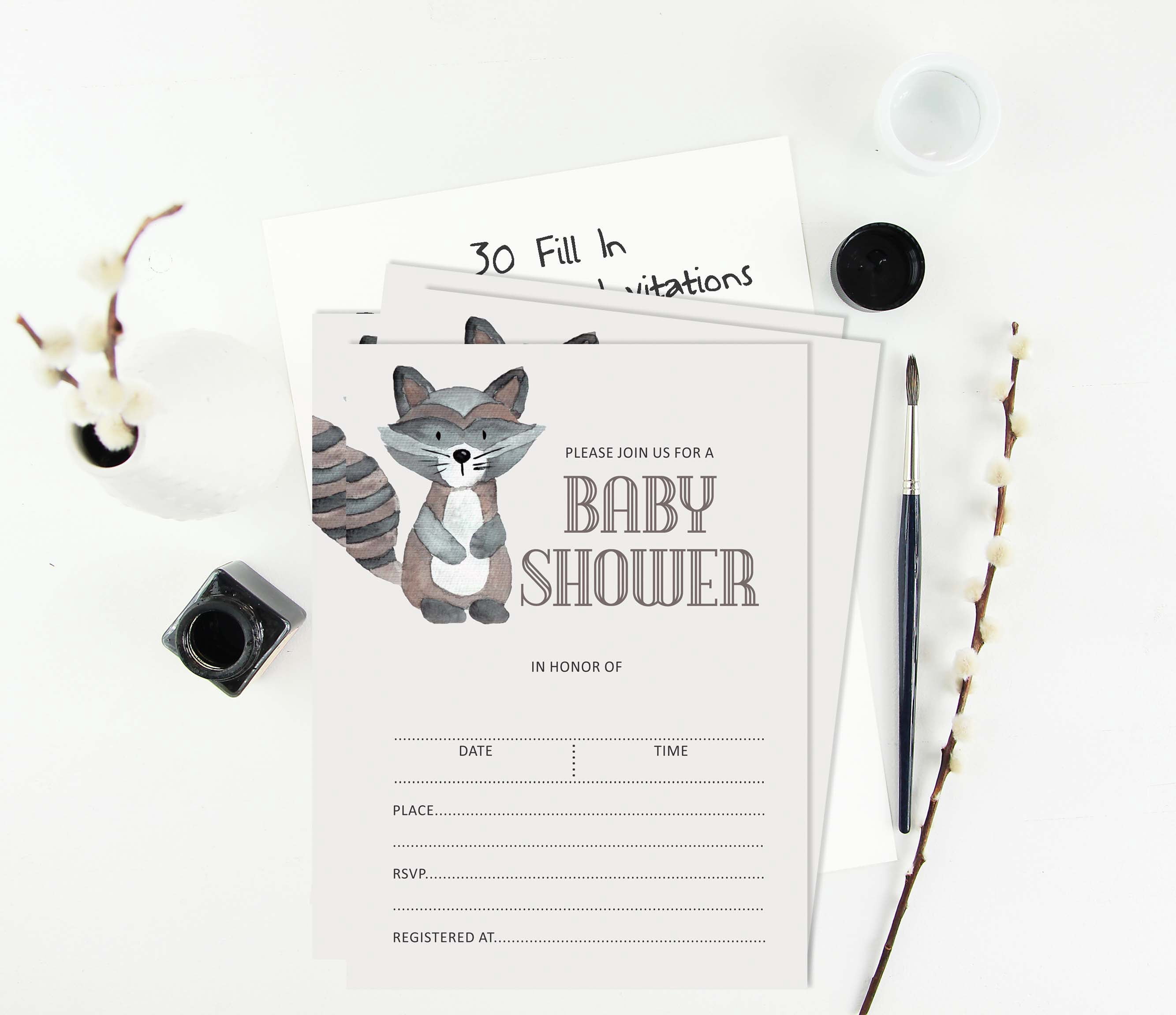 Inkdotpot 30Jungle Animals Baby Shower Invitation Cards Gender Neutral Fill In Blank Invites