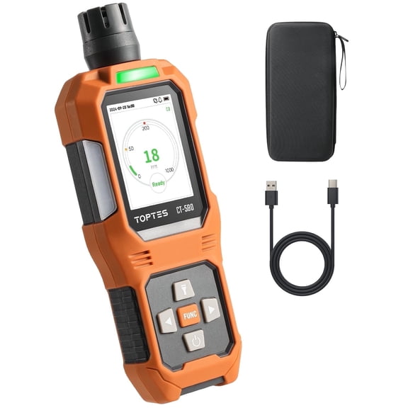 TOPTES Carbon Monoxide Detector CT-580, Rechargeable Handheld CO Inspection Device with Triple Alarm, 0–1000 PPM Range,for Home, Jobsite, Garage, and Travel Use
