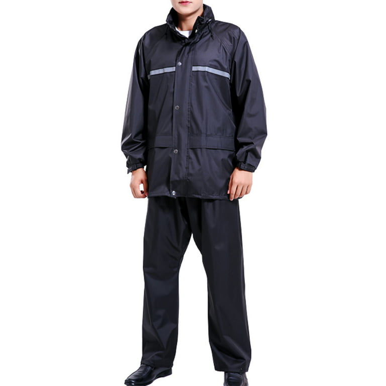 Rain Suits for Men Classic Rain Gear Waterproof Rain Coats Reflective  Stripe Hooded Rainwear Fishing Rain Jacket and Rain Pants