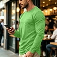 thumbnail image 5 of GrmtClth Mens Shirts Lightweight Solid Crew Neck Long Sleeve Shirts With Functional Chest Pocket Loose Relaxed Fit Outdoor Athletic Spring Fall Daily Pullover Tops Green L, 5 of 9