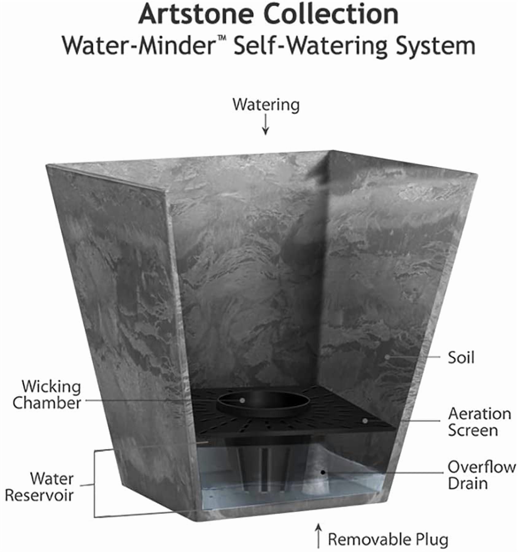 Root & Vessel Ella Low Square Planter, Black, 10"